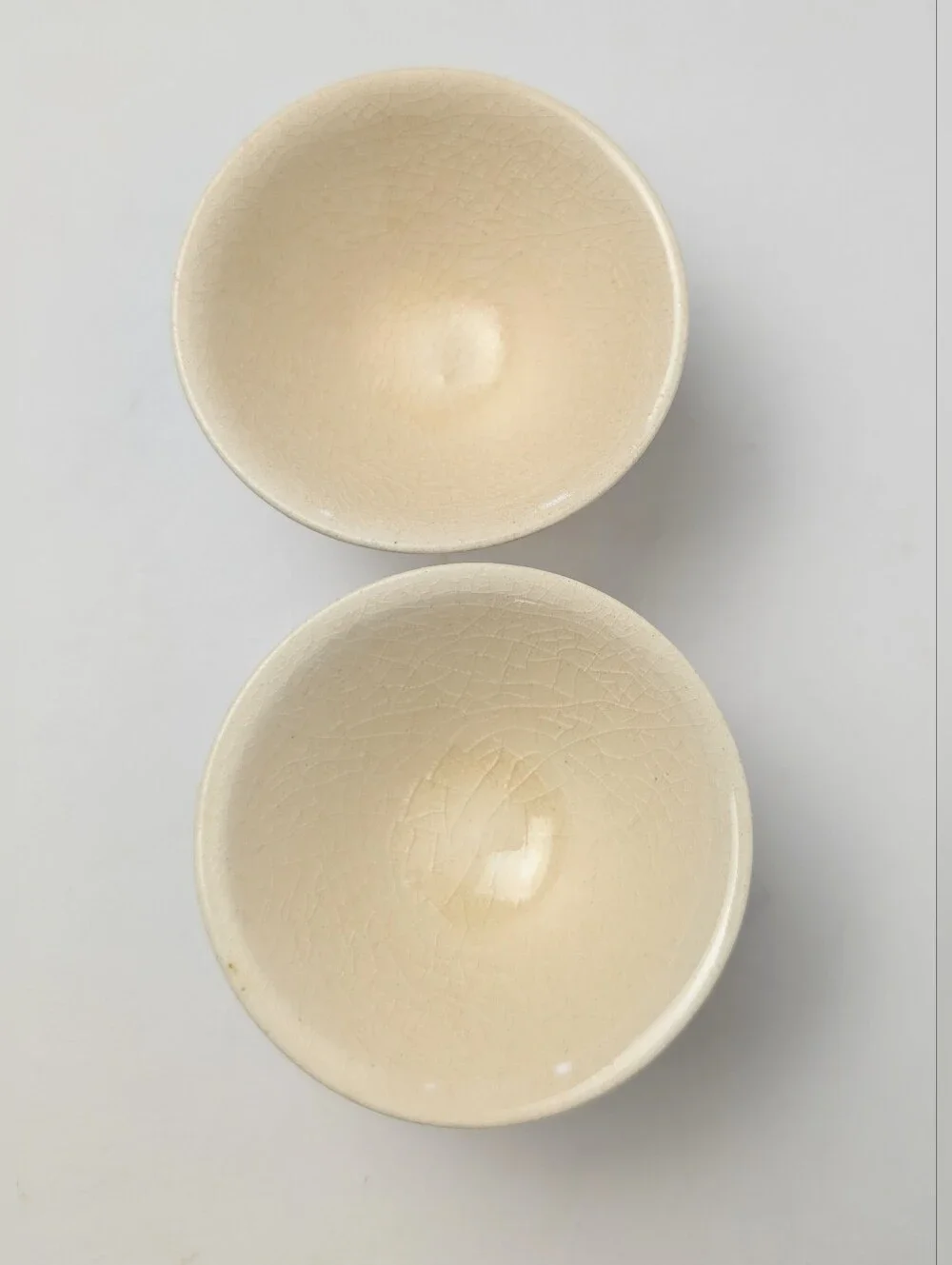 Cream‎ Floral Pedestal Sake Cups Japan Bowls - Set of 2 Tea Mid-century Rare